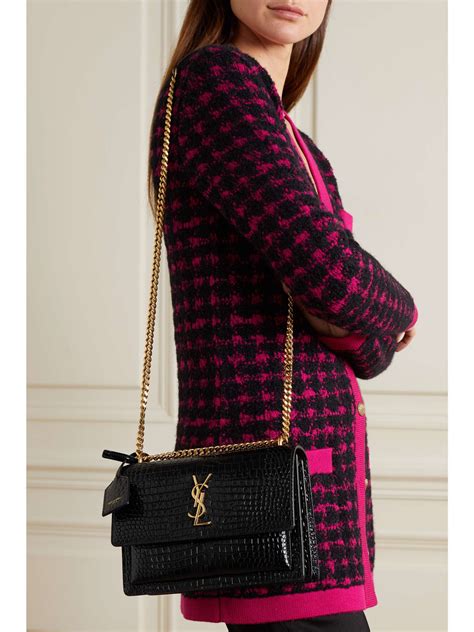 ysl sunset small bag croco shoulder|Saint Laurent Sunset Croc.